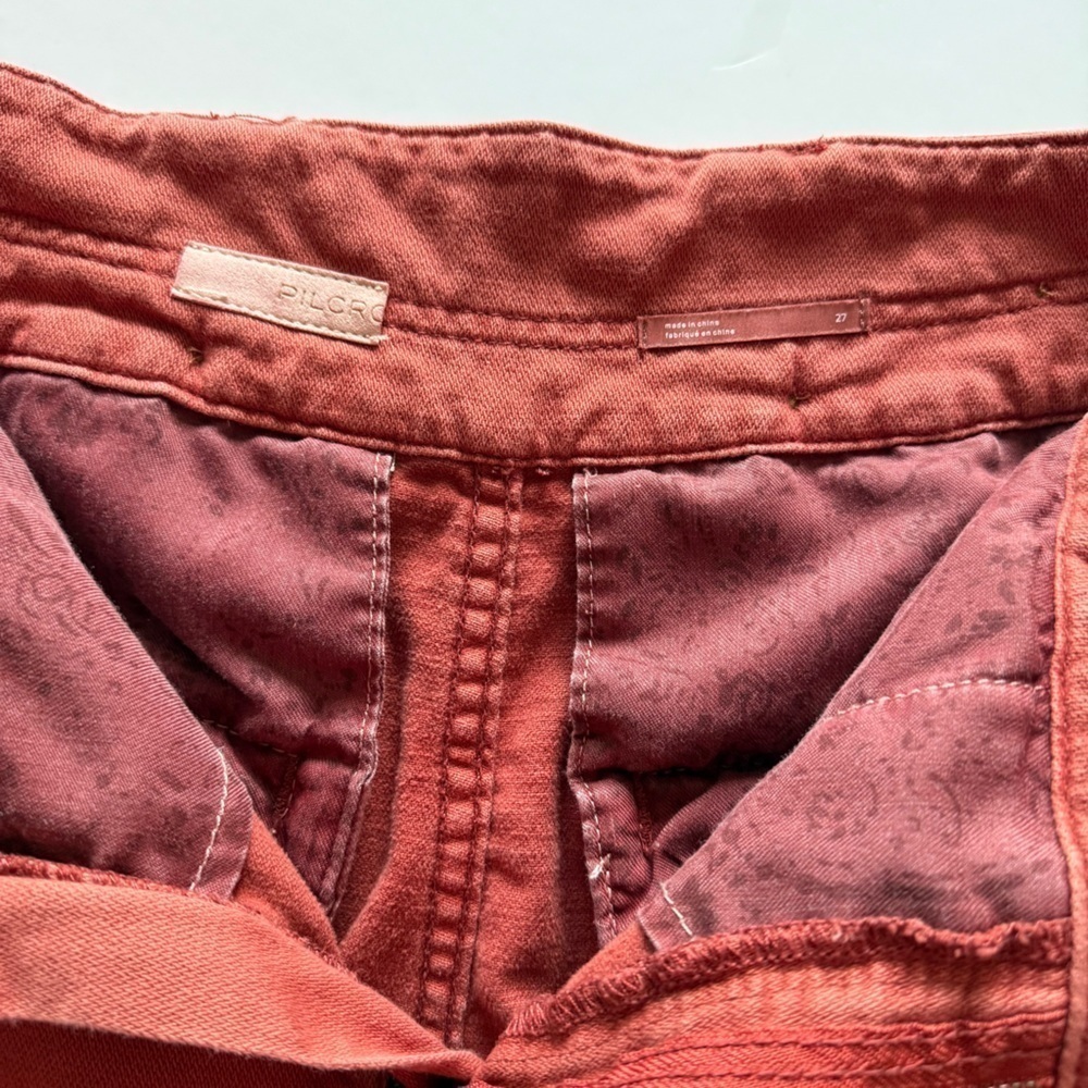 Pilcro Anthropologie Wide Leg High Rise Baggy Cargo Pants Women Sz 27 Terracotta - Picture 9 of 16
